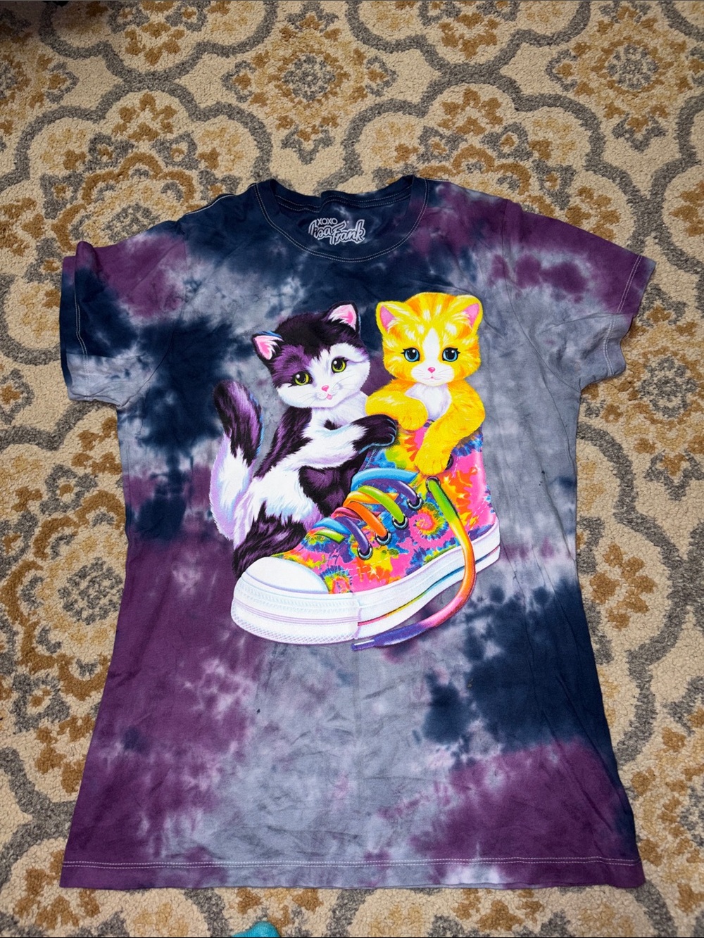 Lisa Frank blue and purple tie dye short sleeve t-shirt